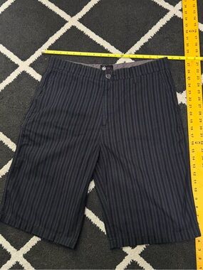 Micros Black Pinstripe Flat-Front Shorts